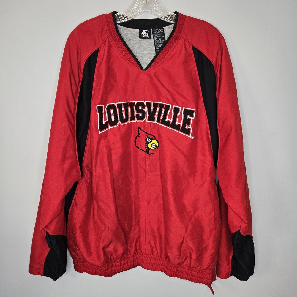 Louisville Cardinals Team Starter Pullover Windbreaker Lined‎ Embroidered Large